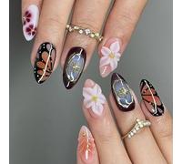Faux Ongles En De Glace 24 Pièces Avec Effet Fard À Joues Étoilé Design Lys Pour L'élégance Quotidienne Ensemble D'extensions D'ongles Multi-tailles