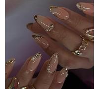 Faux Ongles En Forme D'amande 24 Pièces À Pression En Acrylique Artificiel Colle Sur Les Modèles Pointes Françaises À Coller Sur Les Faux Ongles