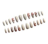 Faux ongles en forme d'amande blanche en forme de cœur couverture complète à coller sur les ongles beaux chats presser sur des ongles artificiels brillants beaux chats pression ongles blanc amande