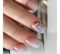 Faux ongles en forme de bonhomme de neige - Blanc - À presser - Couverture complète à coller