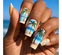 Faux ongles en forme de cercueil à coller sur des ongles artificiels à coller sur des arbres de noix de coco