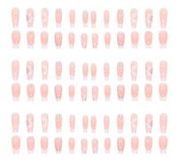 Faux ongles en forme de cercueil à presser avec fleur - French White Tip - Manucure