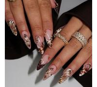 Faux ongles en forme de fleur sculptée ABS Adhérence longue durée résistant à l'usure pour femme événement spécial manucure faux ongles floraux