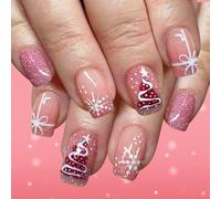 Faux ongles en forme de flocon de neige à paillettes en ABS fabriqués à partir de fête d'hiver robuste avec paillettes spécificités faibles allergènes artificiels