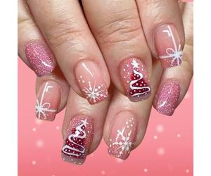 Faux ongles en forme de flocon de neige à paillettes en ABS fabriqués à partir de fête d'hiver robuste avec paillettes spécificités faibles allergènes artificiels