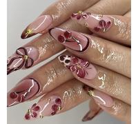 Faux ongles en forme de nœuds en forme d'amande - Durabilité - ABS - Pour un usage quotidien toute la journée - Application confortable