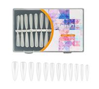Faux ongles en gel pré-limes en forme d'amande/stilettos, couverture complète, 12 tailles