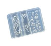 Faux ongles en silicone pour la fabrication de bijoux en résine Motif tortues hippocampes et coquillages en relief Thème sirènes