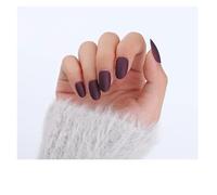 Faux Ongles Ensemble de 24 bandes for manucure, ongles ballerine à pression, patchs exfoliants mats, faux en forme cercueil, finition artificielle(Dark brown)