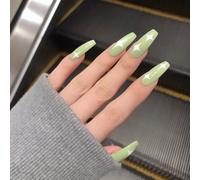 Faux Ongles Été Matcha Vert Étoile Presse Sur Ongles Faux Ongles Manucure Patch Ongle Patch Porter Ongle Produit Fini(72pcs)