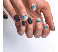 Faux ongles extra courts pour hommes Faux ongles noirs et bleus cool