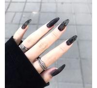 Faux Ongles Fairy Mourning Rose Fake Nail Patch Wearing Nail Dark Matte Frosted Nail Art(72pcs)