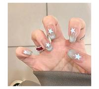 Faux Ongles Fake Nails Square Head Cat's Eye French Nail Glitter Powder Press on Nails Waterproof Faux Fingernails Christmas False Nails(BB11)