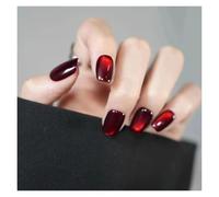 Faux Ongles Fake Nails Square Head Cat's Eye French Nail Glitter Powder Press on Nails Waterproof Faux Fingernails Christmas False Nails(KX100215)
