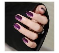 Faux Ongles Fake Nails Square Head Cat's Eye French Nail Glitter Powder Press on Nails Waterproof Faux Fingernails Christmas False Nails(Color22)
