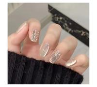 Faux Ongles Fake Nails Square Head Cat's Eye French Nail Glitter Powder Press on Nails Waterproof Faux Fingernails Christmas False Nails(Color20)
