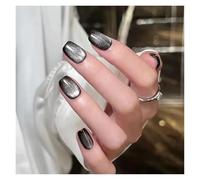 Faux Ongles Fake Nails Square Head Cat's Eye French Nail Glitter Powder Press on Nails Waterproof Faux Fingernails Christmas False Nails(Color33)