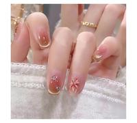 Faux Ongles Fake Nails Square Head Cat's Eye French Nail Glitter Powder Press on Nails Waterproof Faux Fingernails Christmas False Nails(Color21)