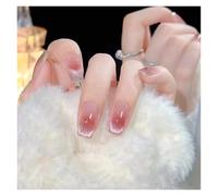 Faux Ongles Fake Nails Square Head Cat's Eye French Nail Glitter Powder Press on Nails Waterproof Faux Fingernails Christmas False Nails(AA8)