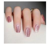 Faux Ongles Fake Nails Square Head Cat's Eye French Nail Glitter Powder Press on Nails Waterproof Faux Fingernails Christmas False Nails(AA12)