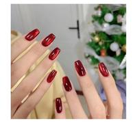 Faux Ongles Fake Nails Square Head Cat's Eye French Nail Glitter Powder Press on Nails Waterproof Faux Fingernails Christmas False Nails(Color12)