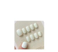 Faux Ongles Faux-ongles à pression faits la main, cercle court, Design blanc pur, 10 pièces(White-S)