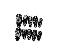 Faux Ongles Faux ongles faits à la main, 10 pièces, série Dark Mine, Patch, Art noir, fini(Black-XS)