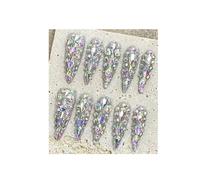 Faux Ongles Faux ongles faits à la main, tous les diamants brillent de mille feux, for vacances, voyages, fêtes et, 10 pièces(M)
