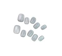 Faux Ongles Faux ongles œil de chat faits main, à coller, courts, décorés, tendance, couleur unie(L-001)