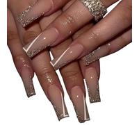 Faux Ongles Faux ongles papillon colorés à la mode avec motifs manucure ensemble de faux mi-longs presse(7)