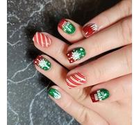 Faux Ongles Flocon De Neige D'hiver Brillant Flocon Neige Noël Pour Les Réunions Vacances Nail Art Usure Rapide Finition Brillante