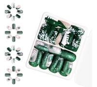Faux Ongles Flocons De Neige Couverture Complète Noël À Coller Sur Un Carré Court Fournitures Manucure 48 Pièces