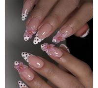 Faux ongles français, motif floral, en relief, application rapide pour enseignants, vendeurs, vêtements formels