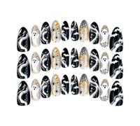 Faux Ongles Halloween 30 Pièces D'De Manucure Réutilisables Au Design | Design Fantôme 3D Et Motif Araignée Sur D'Ongles Artificiels Pour Femmes Filles Maison Salon Bureau