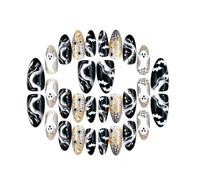Faux Ongles Halloween 30 Pièces D'De Manucure Réutilisables Au Design | Faux Ongles Press-on Avec Design Fantôme 3D Et Motif Araignée Pour Femmes Filles Maison Salon Bureau