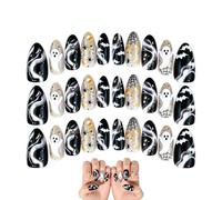 Faux Ongles Halloween 30 Pièces Réutilisables Manucure Artistique | Design 3D De Fantôme Et Motif D'Araignée Pour les Fêtes, Maison, Salon, Bureau et