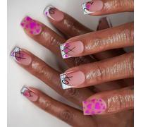 Faux ongles hypoallergéniques en ABS, 24 pièces, Design cœur rose de saint-valentin, artificiel brillant pour peau sensible, rose mat, à la mode