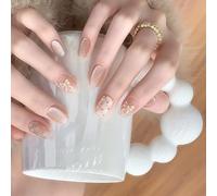 Faux ongles œil de chat courts carrés à presser avec nœuds - Couverture complète en acrylique - Faux pour réunions sociales