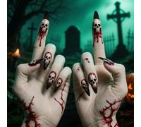 Faux Ongles Lang MouyouGlow,Stiletto Halloween Blood Crâne Sang Vampire Gothic