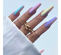 Faux Ongles L'europe Et Les États-Unis Détachable Couleur De Contraste Arc-En-Ciel Super Long Ballet Ongles Patch Ultra-Mince Peut Être Porté À Plusieurs Reprises Faux Ongles Pièce(72pcs)