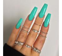 Faux Ongles Long Ballet Series Lake Blue Wearing Armor Fini Faux Ongles Manucure Patch Nail Patch Imperméable(72pcs)