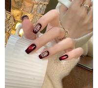 Faux Ongles Long MouyouGlow,Ballerine Noir Ombré Rouge Feux d'artifice Cat Eye Magnetic Nouvel an Press on Nails avec Colle à Ongles,New Year Photothérapie Art Fake Nails,10pcs（85-XS Taille）