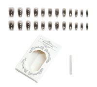 Faux ongles longs à coller avec étoile noire dégradée artificielle - Longue couverture complète - Noir dégradé