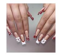 Faux Ongles Longs À Pression De Ballet, 24 Pièces, Sangle Croisée Noire, Style Français Avec Décor De Nœud Papillon, Faux Ongles Décorations Manucure(Y10)