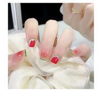 Faux Ongles Lot de 24 faux ongles à coller, motif pastèque glacée, mignons et ludiques, faits la main, for femmes filles, 2022(6178)