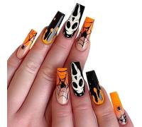 Faux Ongles Lot de 24 faux ongles à pression fantôme rouge for manucure, couverture complète, pointes d'ongles détachables for fête(N3)