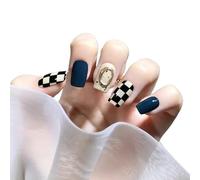 Faux Ongles Lot de 24 faux ongles courts et ronds réutilisables à couverture complète(PD-182)