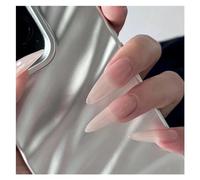 Faux Ongles Lot de 24 faux ongles noirs brillants à coller, couleur unie, longs, style stiletto, amovibles, décoration for(Style4)