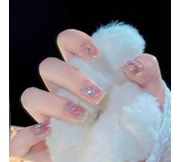 Faux Ongles Lot de 24 faux ongles roses à coller, motif papillon, avec outils inclus(E046)