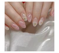 Faux Ongles Lot de 24 faux ongles simples rouge vin avec colle, mi-longs, forme amande, à presser, ronde, ovale, couverture complète(Color2)